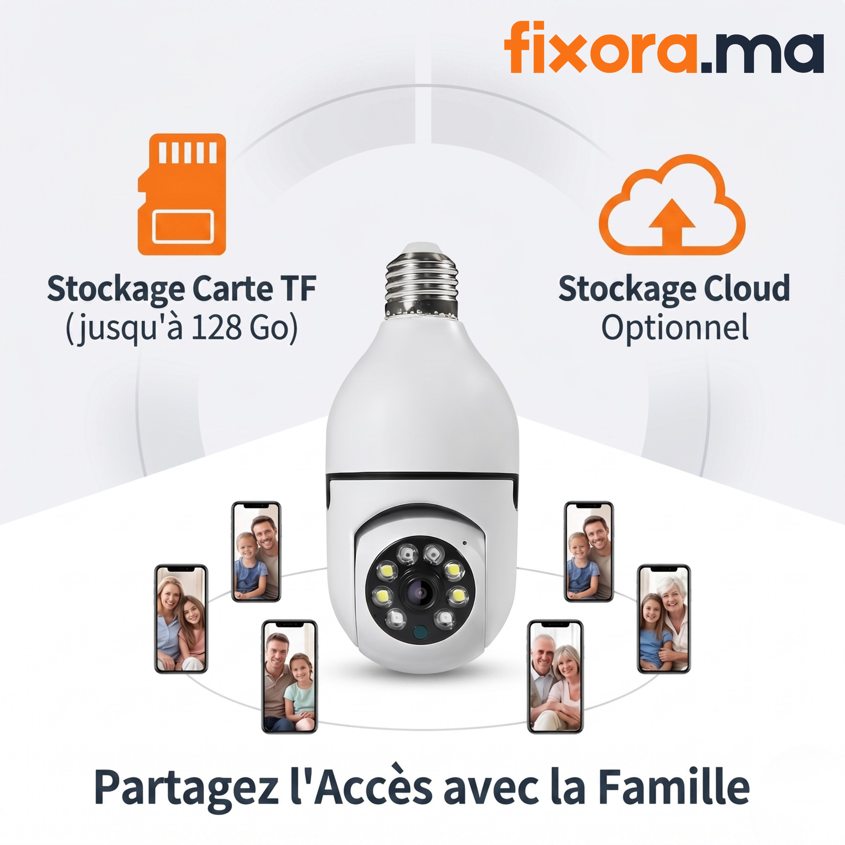 SecureEye camera WiFi ampoule 360 degres Fixora