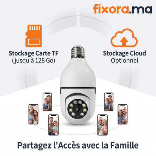 SecureEye camera WiFi ampoule 360 degres Fixora