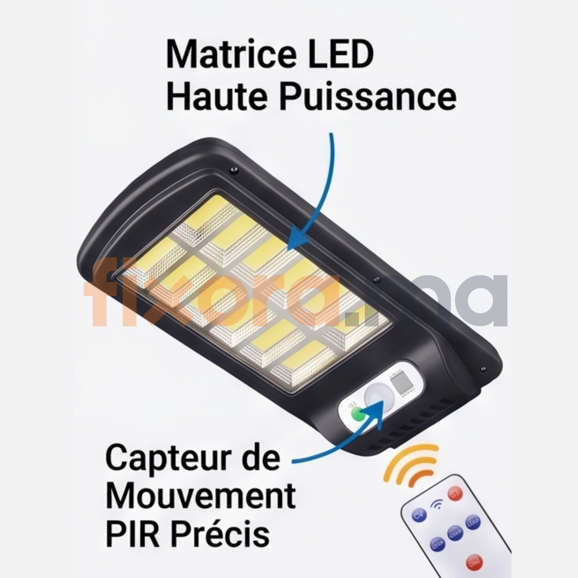 SolarGuard™ — Lampe Solaire 1008 LED (Détecteur Mouvement) | Fixora.ma